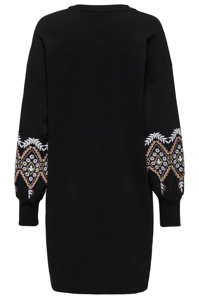 ONLBROOKE LS SHORT DRESS FLOWER SWT 15281818 BLACK/ETHNIC